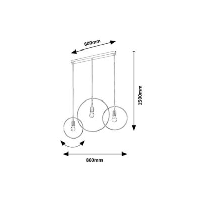 Rabalux Dilara lampa wisząca 3x40W czarny mat 72019