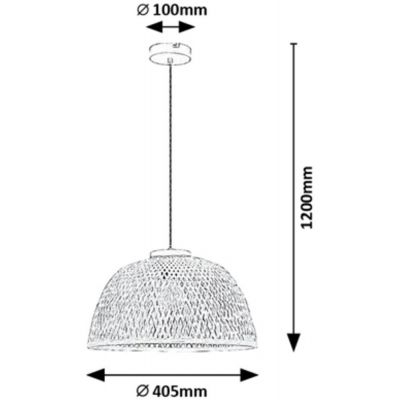 Rabalux Rattan lampa wisząca 1x25W czarny/drewno 72025