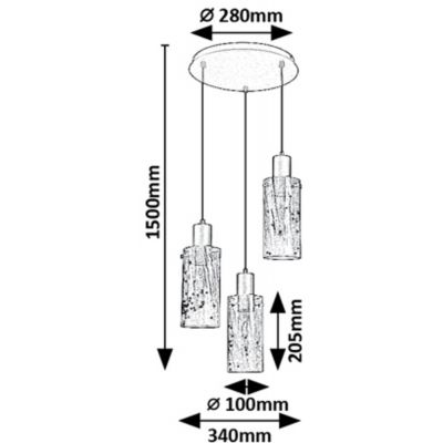 Rabalux Fumea lampa wisząca 3x60 W czarna-przydymiona 72038