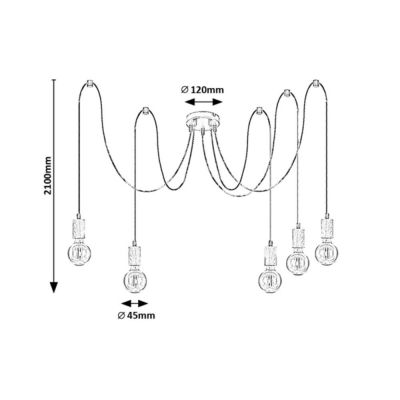 Rabalux Dollien lampa wisząca 5x60W czarny mat 72075