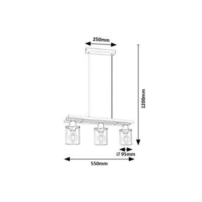 Rabalux Niylah lampa wisząca 3x25W czarny mat 72083