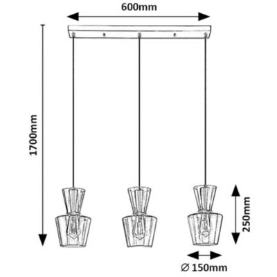 Rabalux Abra lampa wisząca 3x60W czarny/przydymiony 72163