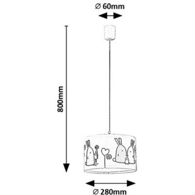Rabalux Flappy lampa wisząca 1x40 W biała-multikolor 72166