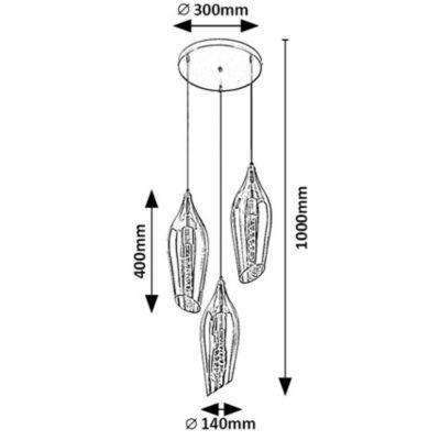 Rabalux Bellini lampa wisząca 3x60W czarny/bursztynowy 72203