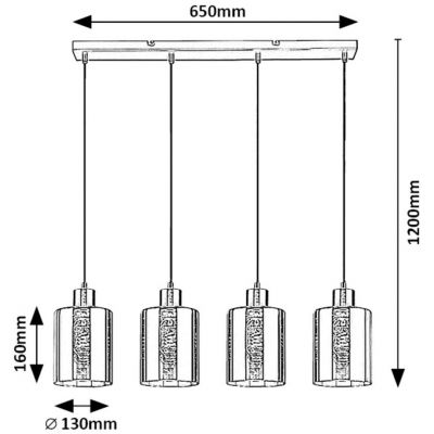 Rabalux Perez lampa wisząca 4x40 W czarna-przydymiona 72247