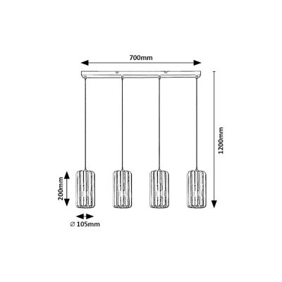 Rabalux Veness lampa wisząca 4x40 W czarna-przydymiona 72256