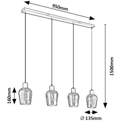 Rabalux Florian lampa wisząca 4x40 W czarna 72271