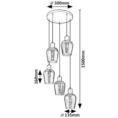 Rabalux Florian lampa wisząca 5x40 W czarna 72272