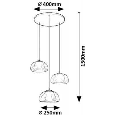 Rabalux Elowen lampa wisząca 3x5 W biała-czarna-przezroczysta-przydymiona-bursztynowa 72276