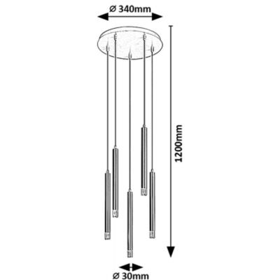 Rabalux Ramira lampa wisząca 5x5 W przezroczysta-złota 72361