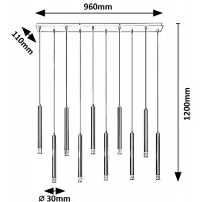 Rabalux Ramira lampa wisząca 10x5 W czarna-przezroczysta 72364