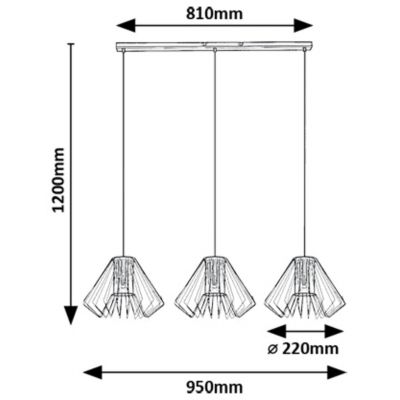 Rabalux Emerencia lampa wisząca 3x40 W czarna-przydymiona 72371