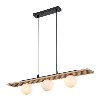 Rabalux Noxelle lampa wisząca 3x5 W czarna-drewno 72421