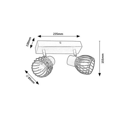 Rabalux Aberama lampa podsufitowa 2x10W czarny mat 73002