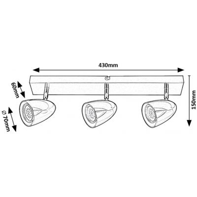 Rabalux Perico lampa podsufitowa 3x5 W czarna 73019