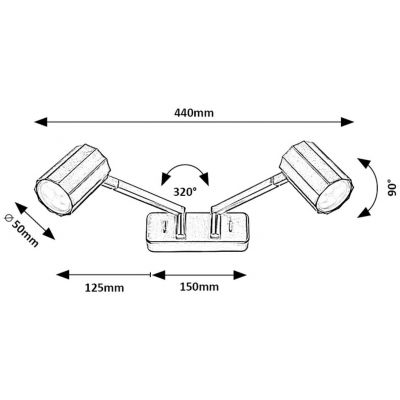 Rabalux Karter kinkiet 2x5 W czarny 73028