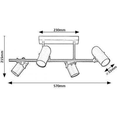 Rabalux Maximilian lampa podsufitowa 4x25 W czarna 73044