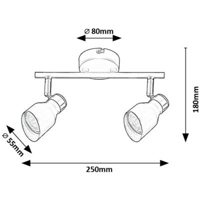 Rabalux Lilou lampa podsufitowa 2x25 W czarna-złota 73048