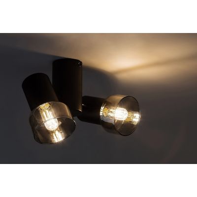 Rabalux Hatice lampa podsufitowa 2x15 W czarna-przydymiona 73053