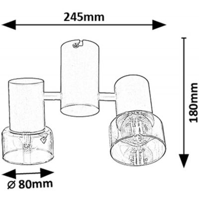 Rabalux Hatice lampa podsufitowa 2x15 W czarna-przydymiona 73053