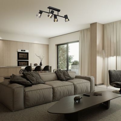 Rabalux Hatice lampa podsufitowa 4x15 W czarna-przydymiona 73054