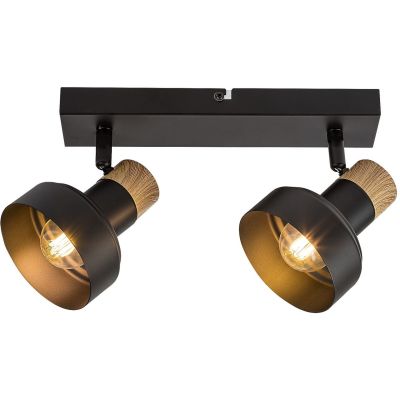 Rabalux Saskia lampa podsufitowa 2x15 W czarna-drewno 73056