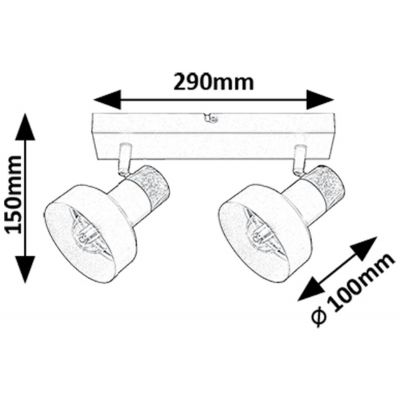 Rabalux Saskia lampa podsufitowa 2x15 W czarna-drewno 73056