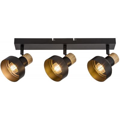 Rabalux Saskia lampa podsufitowa 3x15 W czarna-drewno 73057