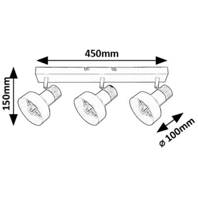 Rabalux Saskia lampa podsufitowa 3x15 W czarna-drewno 73057