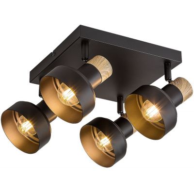 Rabalux Saskia lampa podsufitowa 4x15 W czarna-drewno 73058