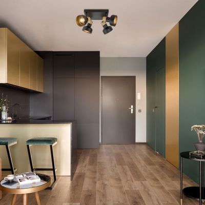 Rabalux Saskia lampa podsufitowa 4x15 W czarna-drewno 73058