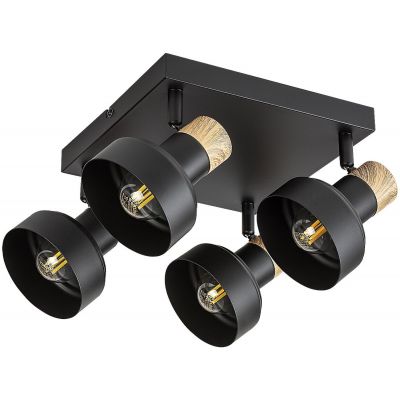 Rabalux Saskia lampa podsufitowa 4x15 W czarna-drewno 73058