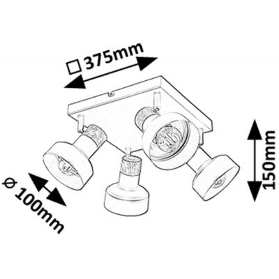 Rabalux Saskia lampa podsufitowa 4x15 W czarna-drewno 73058