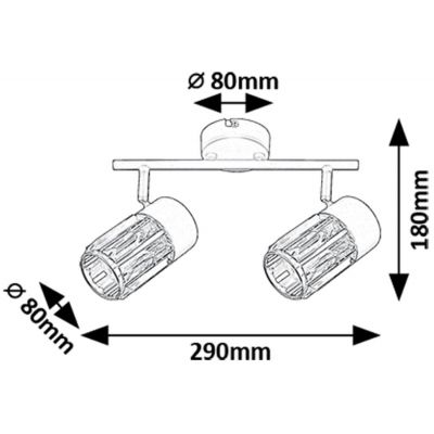Rabalux Venaro lampa podsufitowa 2x15 W czarna-przezroczysta 73060