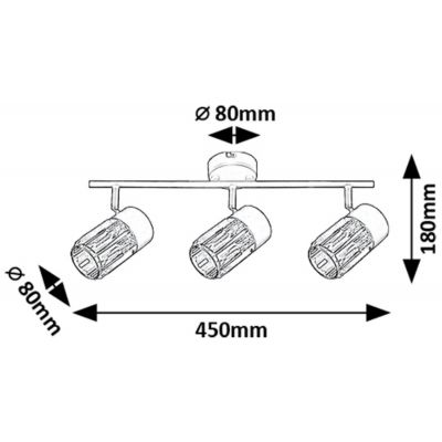 Rabalux Venaro lampa podsufitowa 3x15 W czarna-przezroczysta 73061