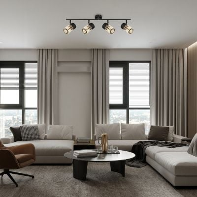 Rabalux Venaro lampa podsufitowa 4x15 W czarna-przezroczysta 73062