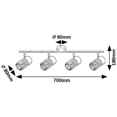 Rabalux Venaro lampa podsufitowa 4x15 W czarna-przezroczysta 73062