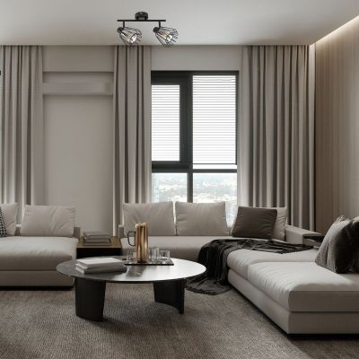 Rabalux Emerencia lampa podsufitowa 2x40 W czarna-przydymiona 73068