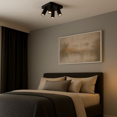 Rabalux Yorli lampa podsufitowa 4x7 W czarna 73084