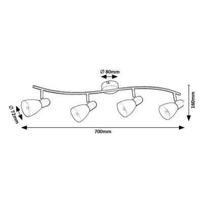 Rabalux Soma lampa podsufitowa 4x40 W czarna 73094