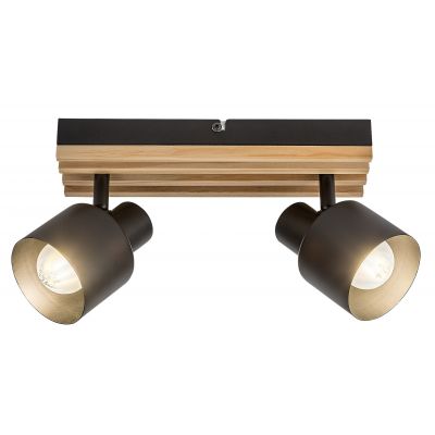 Rabalux Noxelle lampa podsufitowa 2x10 W czarna-drewno 73421