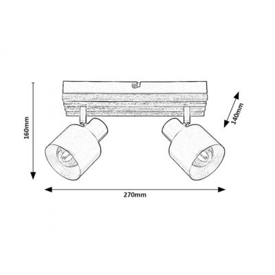 Rabalux Noxelle lampa podsufitowa 2x10 W czarna-drewno 73421
