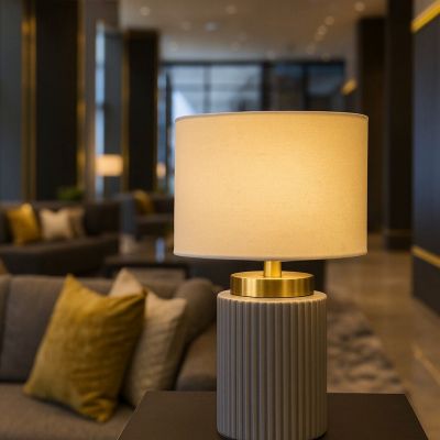 Rabalux Glovy lampa stołowa 1x40 W biała/szara 74045