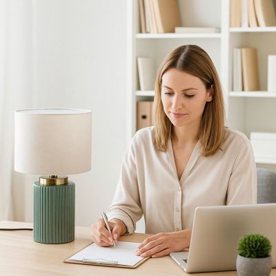 Rabalux Glovy lampa stołowa 1x40 W biała/zielona 74046