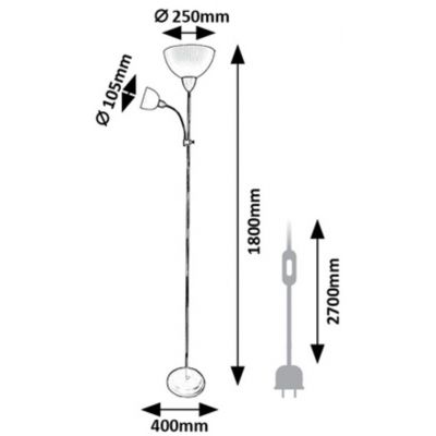 Rabalux Action lampa stojąca 1x60 + 1x25 W czarna 74109