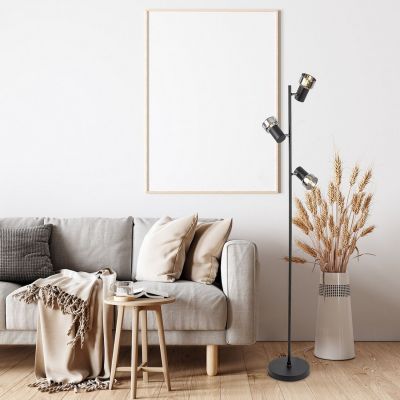 Rabalux Hatice lampa stojąca 3x15 W czarna-przydymiona 74279