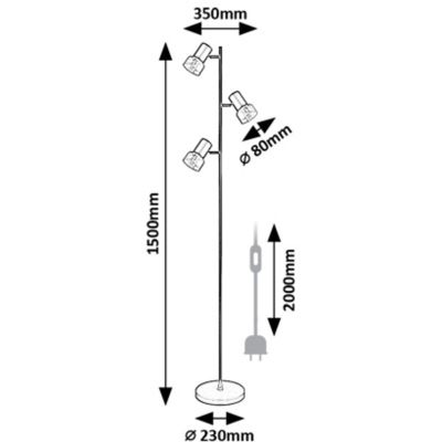 Rabalux Hatice lampa stojąca 3x15 W czarna-przydymiona 74279