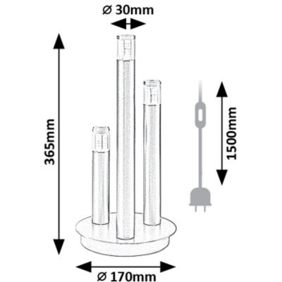 Rabalux Ramira lampa stołowa 3x5 W czarna-przezroczysta 74365