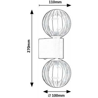 Rabalux Colzar kinkiet 2x3,5 W czarny-przezroczysty 75022