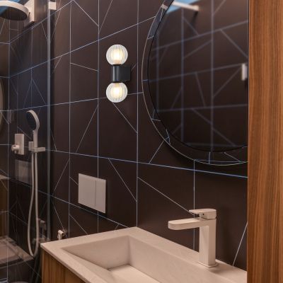 Rabalux Colzar kinkiet 2x3,5 W czarny-przezroczysty 75022